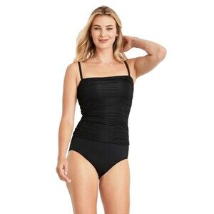 Hermoza Susie 2 Ruched Tankini Top in Black Sz 6 NWT ***